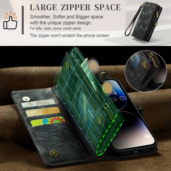 CaseMe Multi-Slot 2 i 1 Pungetui iPhone 14 Pro Max Sort