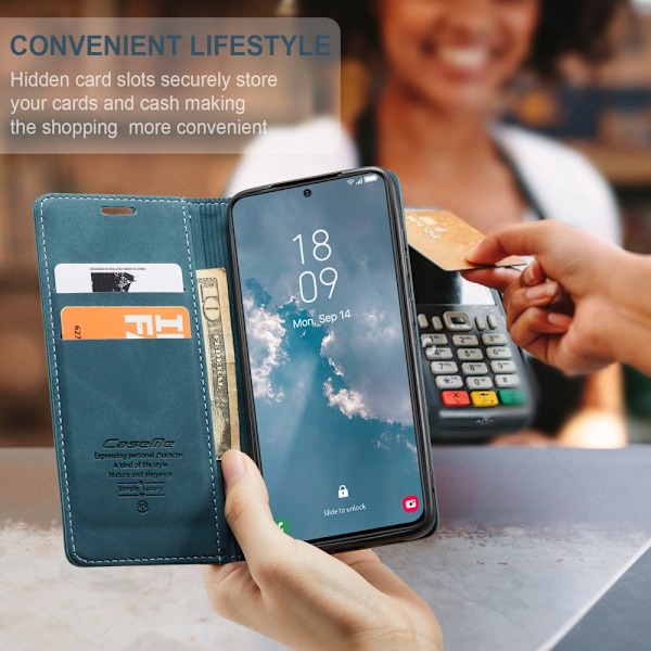CaseMe Slim Plånboksfodral Samsung Galaxy S24 Plus Blå