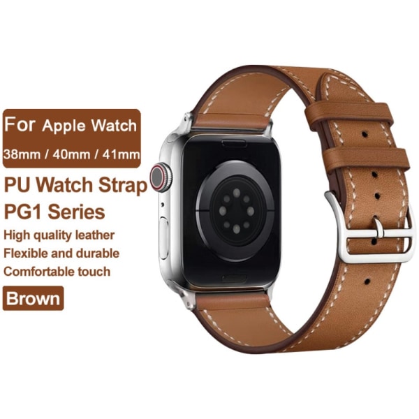 Imak Nahkaranneke Apple Watch 41mm Series 9 Ruskea