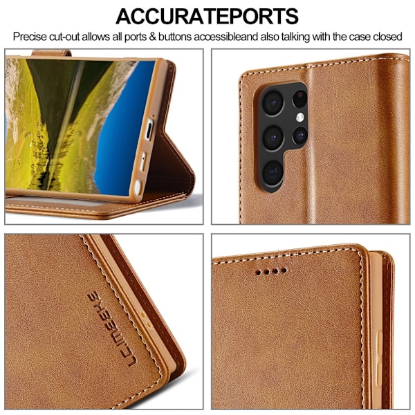 LC.IMEEKE Lompakkokotelo Samsung Galaxy S25 Ultra Cognac