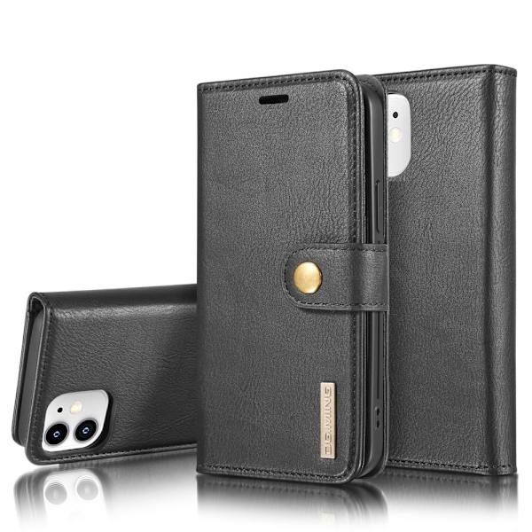 DG.MING 2-in-1 Magnet Plånbok iPhone 12 Mini Musta