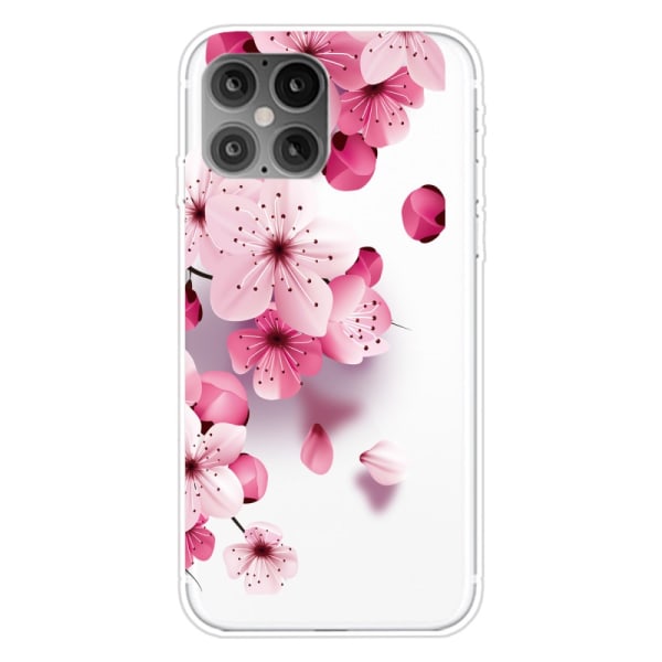 Blødt TPU cover Flowers iPhone 12/12 Pro Pink