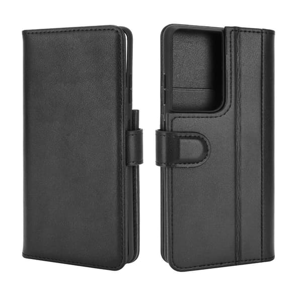 Ægte læder etui Samsung Galaxy S21 Ultra Sort