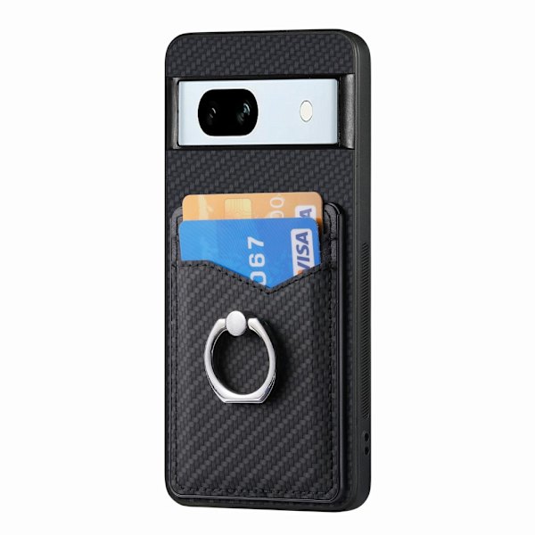 Skal Google Pixel 7a Kortfack + Ring Kolfibertextur