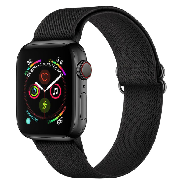 Elastisk Nylonrem til Apple Watch 45mm Series 9 Sort