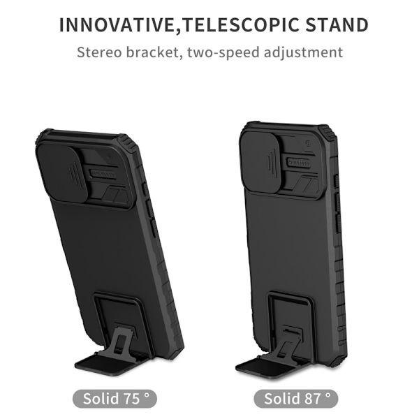 Kickstand Cover iPhone 16 Plus Kamerabeskyttelse Sort