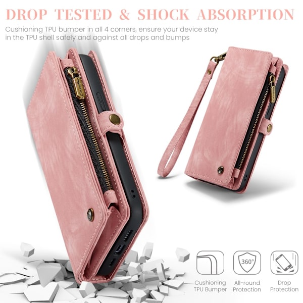 CaseMe Multi-Slot 2 i 1 Pungetui iPhone 16 Pro Max Rosa