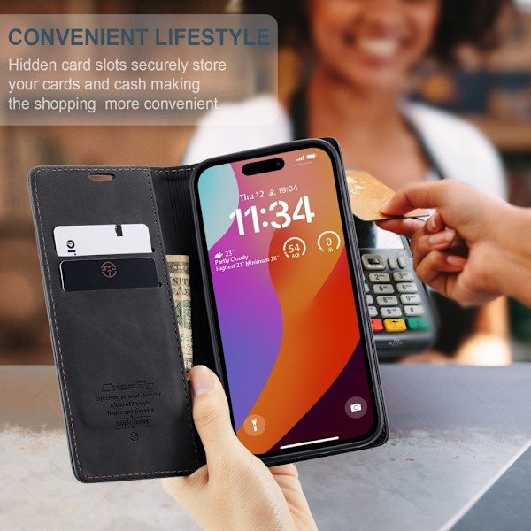CaseMe Slim Pungetui iPhone 16 Pro Max Sort