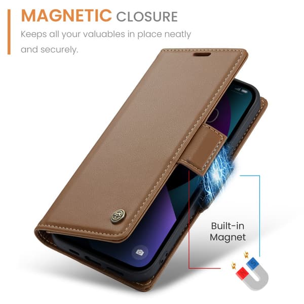 CaseMe Slim Pungetui RFID-beskyttelse iPhone 15 Brun