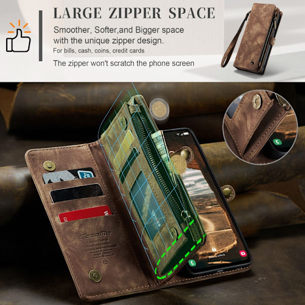 CaseMe Multi-Slot 2 i 1 Plånboksfodral Galaxy A54 Brun