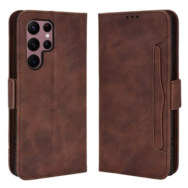 Monikäyttöinen lompakkokotelo Samsung Galaxy S22 Ultra - Ruskea