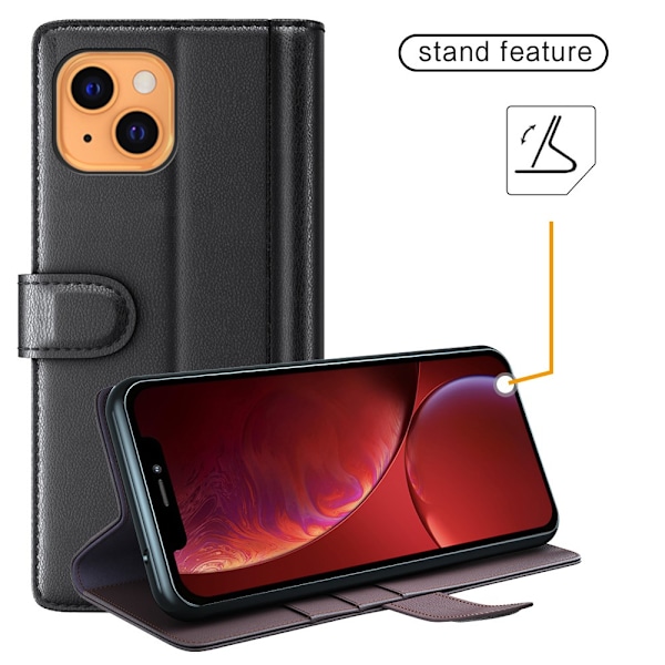 Ægte Læderetui iPhone 13 Mini Sort