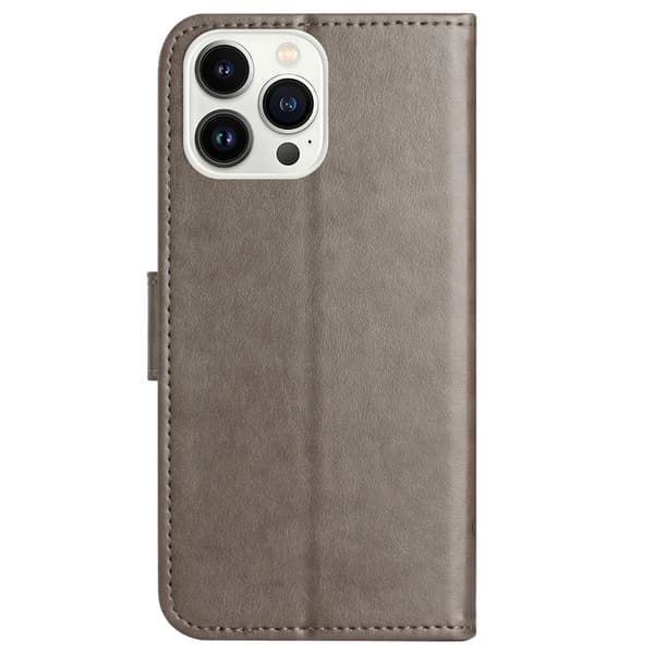 Läderfodral Fjärilar iPhone 15 Pro Max Grå
