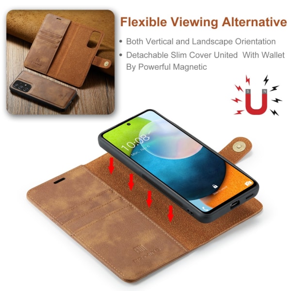 DG.MING 2-in-1 Magnet Wallet Samsung Galaxy A53 Cognac
