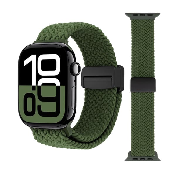 Elastiskt Vävd Nylonarmband Apple Watch Ultra 2 49mm Grön