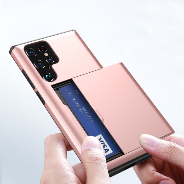 Samsung Galaxy S22 Ultra Skal Kortfack Roséguld