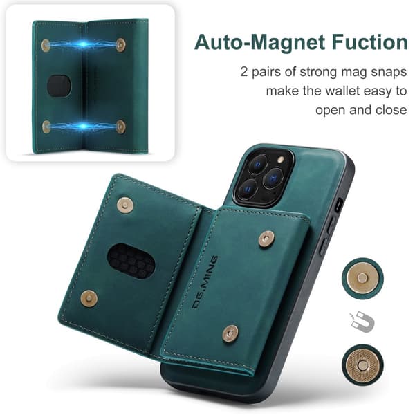 DG.MING 2-i-1 Magnetiskt Skal Med Kortfack iPhone 16 Pro Grön