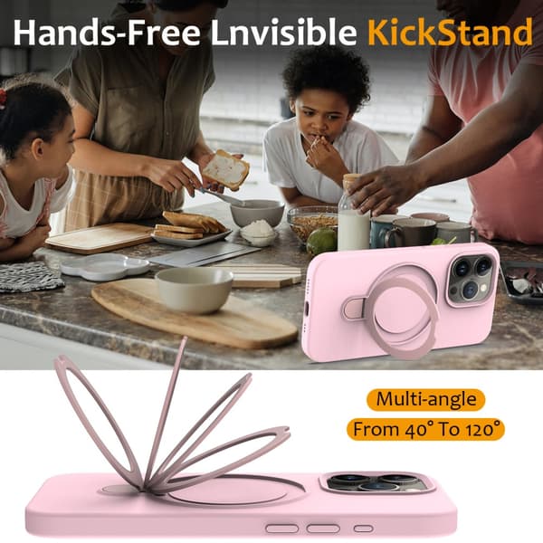 Silikoneskal Kickstand MagSafe iPhone 16 Pro Max Rosa