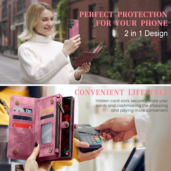 CaseMe Multi-Slot 2 i 1 Pungetui Galaxy S25 Ultra Rød