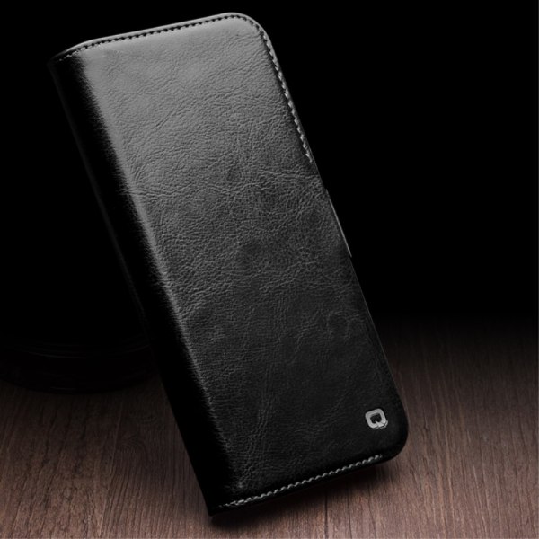 Qialino nahkainen lompakkokotelo iPhone 15 Pro musta
