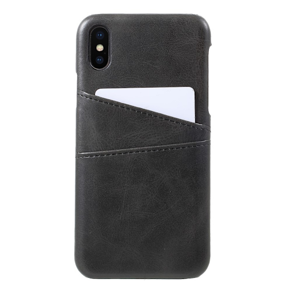 Kortholder Læderskal iPhone X/XS Sort