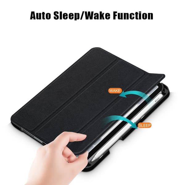 iPad Mini 7. generation (2024) Etui Tri-Fold Med Pencil-holder Sort