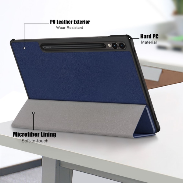 Samsung Galaxy Tab S9 Plus etui Tri-fold mørkeblå