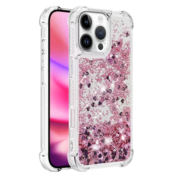 Glitter Bling TPU Skal iPhone 16 Pro Roséguld