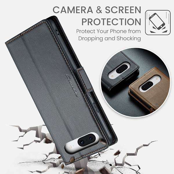 CaseMe Slim Plånboksfodral RFID-skydd Google Pixel 8a Svart