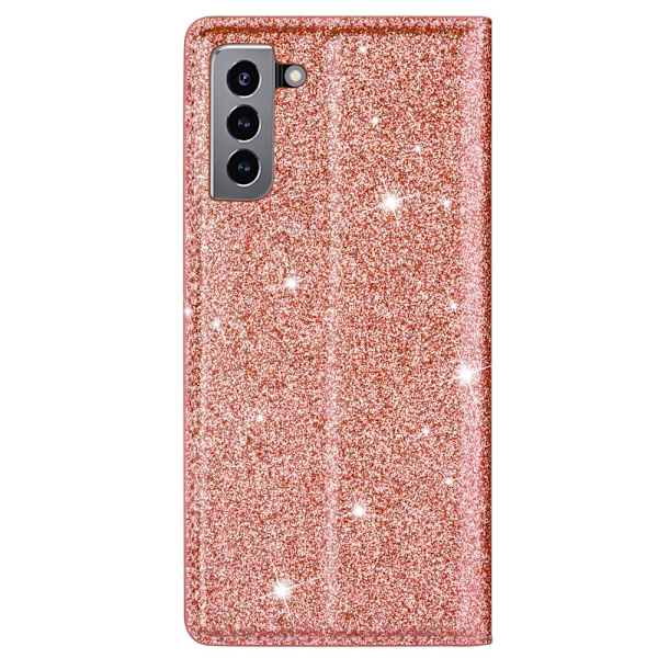 Glitter-lompakkokotelo Samsung Galaxy S22 - ruusukulta