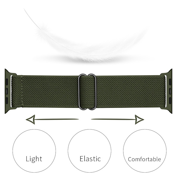 Elastisk Nylonrem Apple Watch 45mm Series 9 Grøn