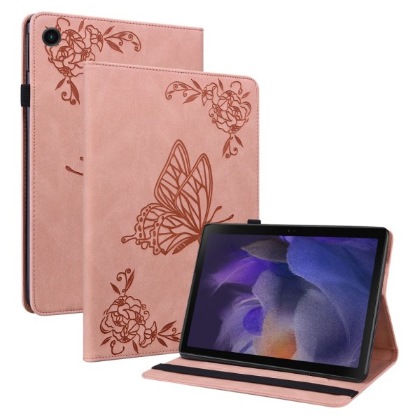 Läderfodral Samsung Galaxy Tab A8 10.5 Fjärilar Rosa