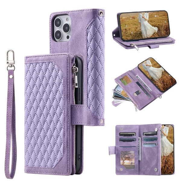 iPhone 15 Pro Max -lompakkokotelo, pehmustettu, violetti