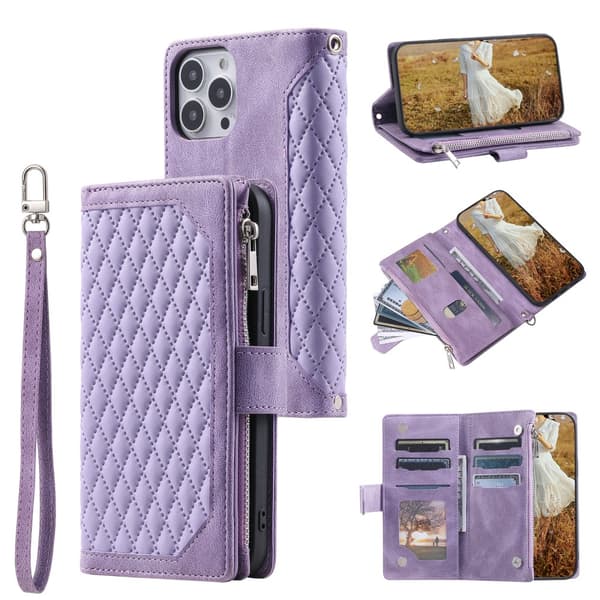 iPhone 15 Pro Max Pung Etui Polstret Lilla