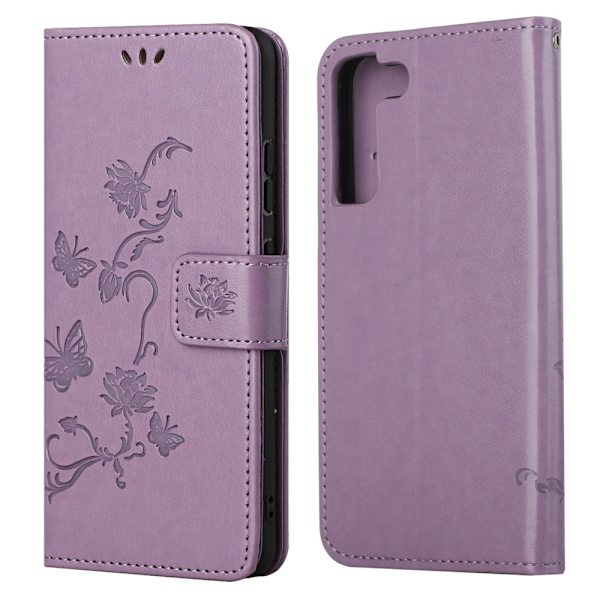 Perhoskuvioitu nahkakotelo Galaxy S22 Plus - Lila