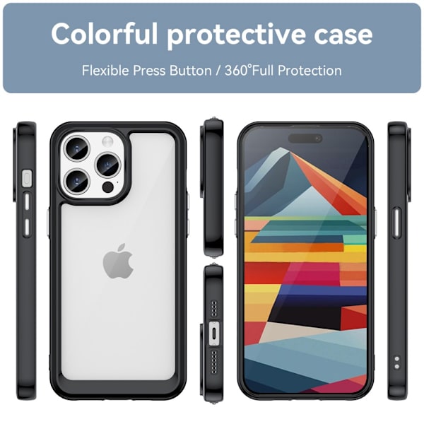 Hybrid Edge Case iPhone 15 Pro Max Musta