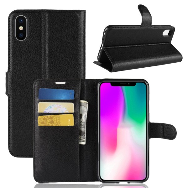 Mobilcover Læder iPhone XR Sort