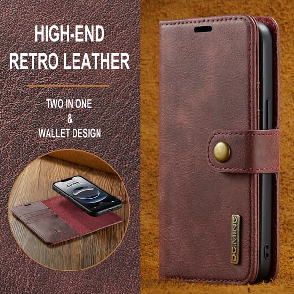 DG.MING 2-i-1 Magnet Wallet iPhone 16e Rød