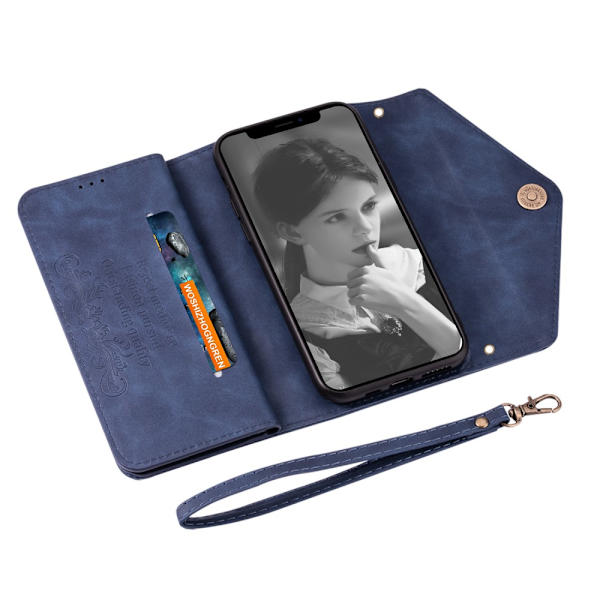 iPhone 12 Pro Max -lompakkokotelo, tumma sininen