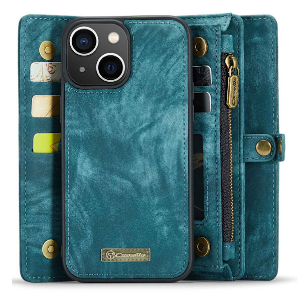 CaseMe Multi-Slot 2 i 1 Pungetui iPhone 14 Blå