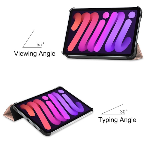 iPad Mini 7. sukupolvi (2024) Kotelo Tri-fold Vaaleanpunainen