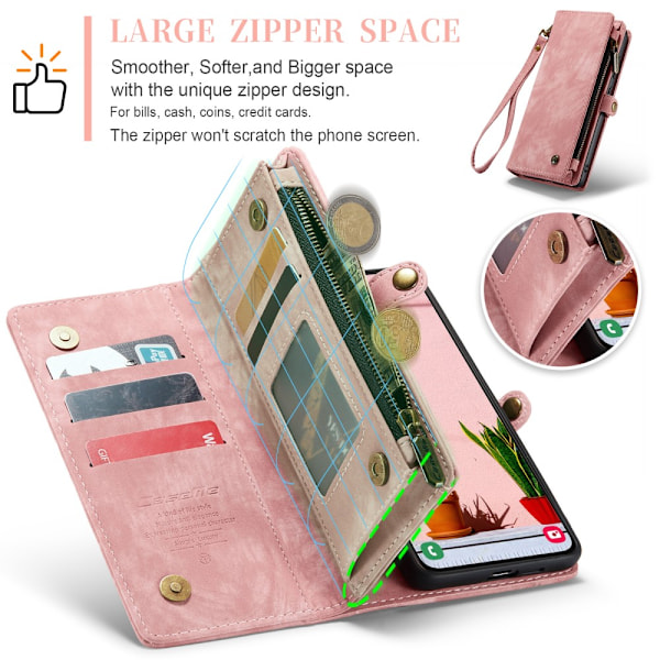 CaseMe Multi-Slot 2 i 1 Pungetui Galaxy S25 Rosa