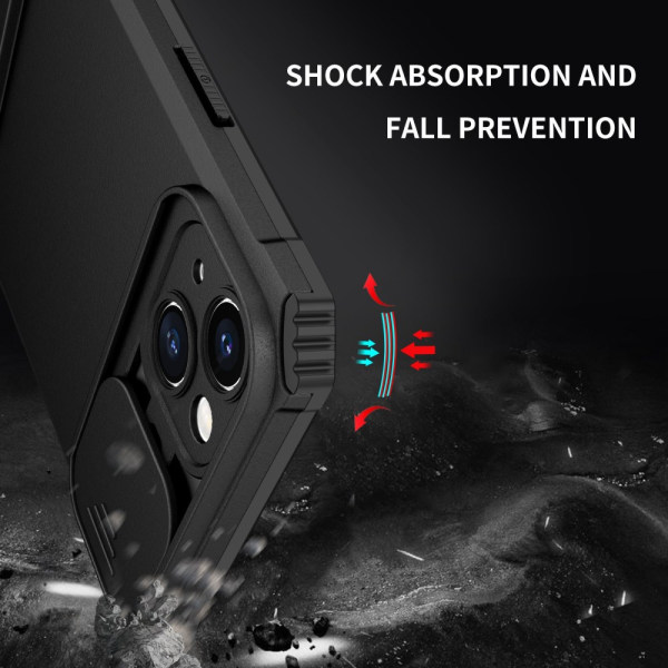 Kickstand Cover iPhone 14 Plus Kamerabeskyttelse Sort