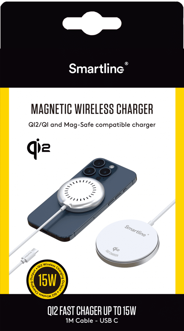 Smartline Magnetisk Qi2-lader 15W Hvid/Sølv
