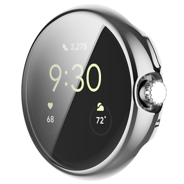 Google Pixel Watch -suojakotelo, läpinäkyvä, hopeanvärinen