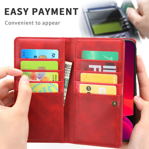 Nahkainen lompakkokotelo Multi-Slot iPhone 13 Pro Max Red