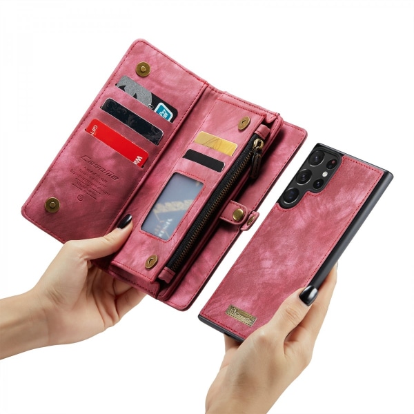 CaseMe Multi-Slot 2 i 1 Wallet Case Galaxy S23 Ultra Red