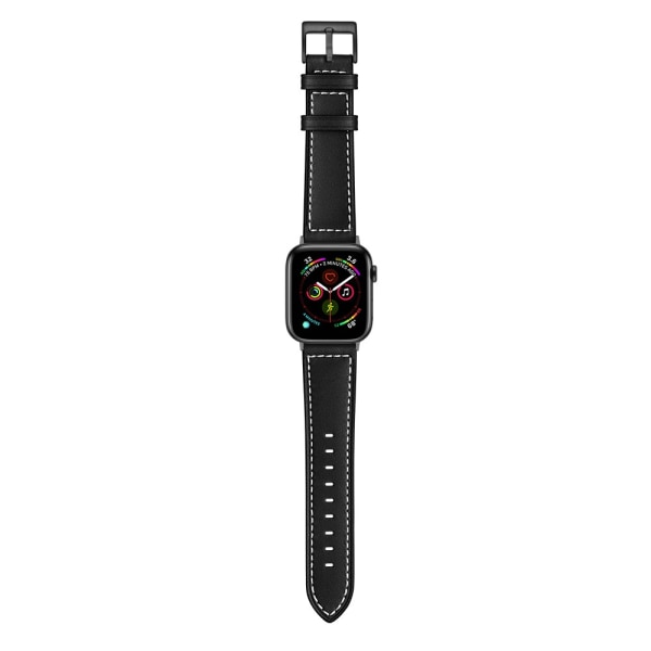 Klassisk læderarmbånd Apple Watch 42/44/45/49 mm Sort