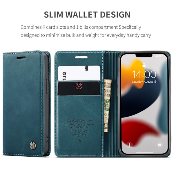 CaseMe Slim Pungetui iPhone 13 Mini Blå