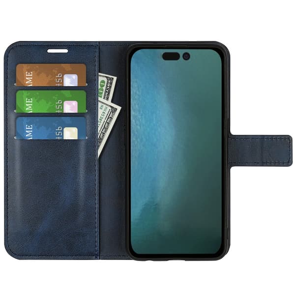 iPhone 14 Plus Wallet Läder Blå